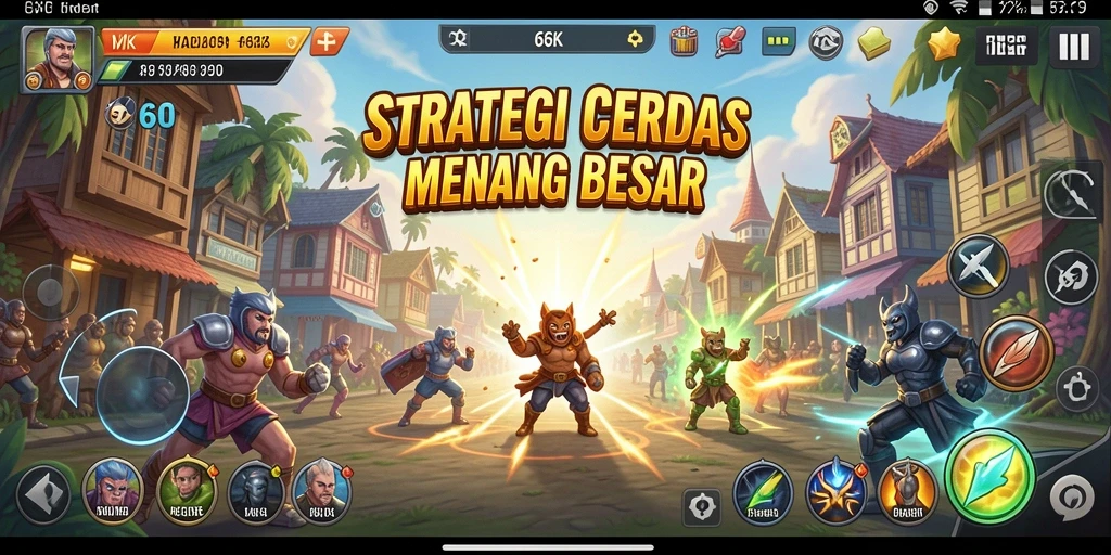 Screenshot gameplay 66K menampilkan pertempuran strategis yang menarik.