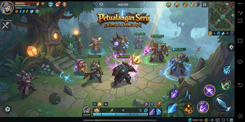 Screenshot menunjukkan pertarungan epik dalam dunia MMORPG yang menegangkan.