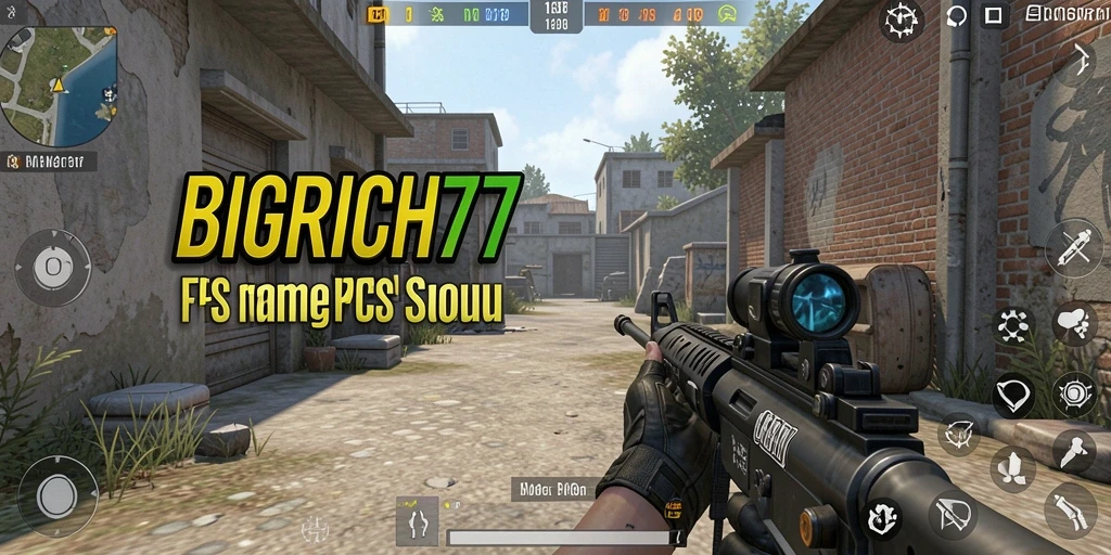 Tampilan gameplay menegangkan dari BIGRICH77 dalam aksi FPS.