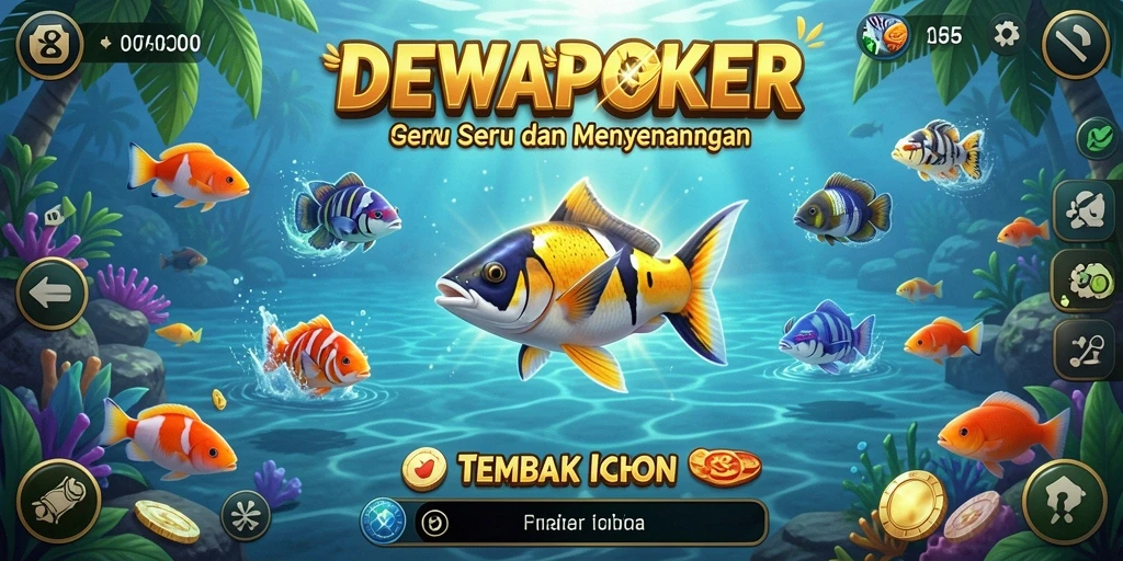 Tangkapan layar gameplay DEWAPOKER saat menembak ikan.