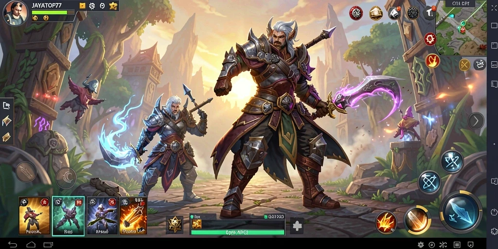 Screenshot gameplay JAYATOP77 menampilkan aksi seru pertarungan ARPG.