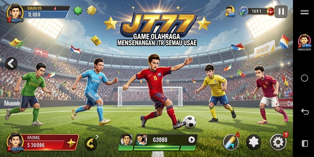 Screenshot utama JT777 menampilkan gameplay yang menegangkan dalam pertandingan olahraga.
