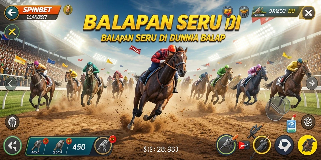 Tampilan gameplay balap yang menegangkan di SPINBET.